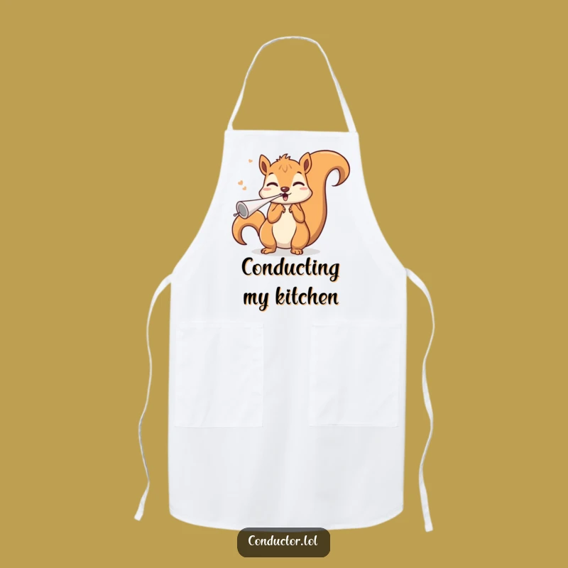 Funny Squirrel Conductor Apron: Cook Up Some Laughs in the Kitchen!