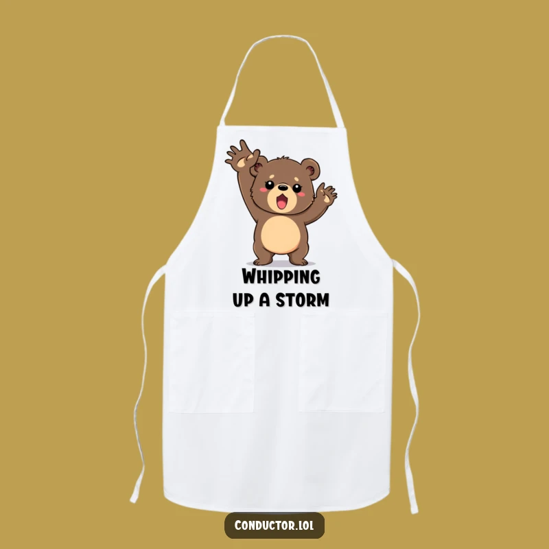 Funny Bear Cub Chef's Apron: Determined Cub's Grand Gesture Kitchen Fun Funny Gift