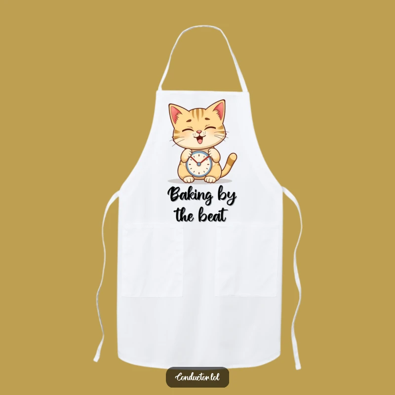 Funny Cat Metronome Apron, Chef's Rhythmic Kitchen Focus Wear