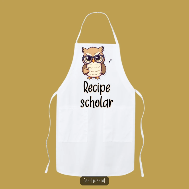 Funny Owl Conductor Apron: Cook with Focused Musical Precision