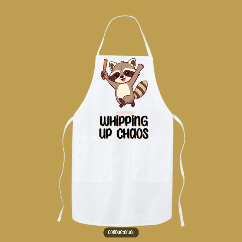 Funny Raccoon Conductor Apron: Cook with Playful Precision!
