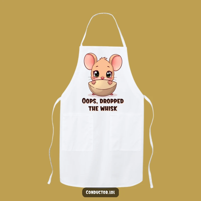 Funny Surprised Mouse Cymbal Apron: Hilarious Kitchen Wear for Drummers