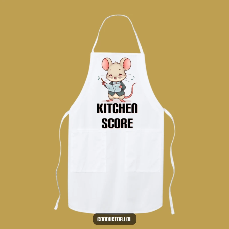 Funny Mouse Conductor Apron - Curious Maestro Kitchen Wear for Cooking Fun