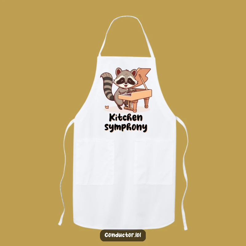 Funny Raccoon Piano Apron: Maestro Raccoon, Humorous Gift!
