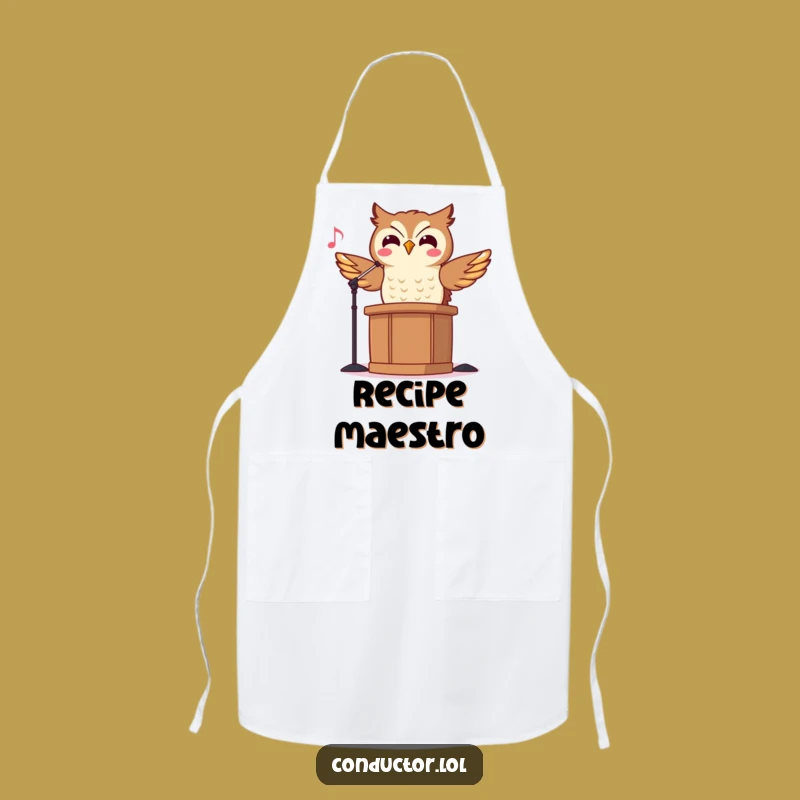 Funny Owl Conductor Apron: Cook with Maestro Rhythms