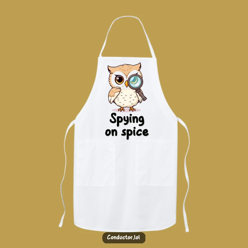 Funny Owl Spyglass Apron: Chef's Keen Eye for Culinary Details