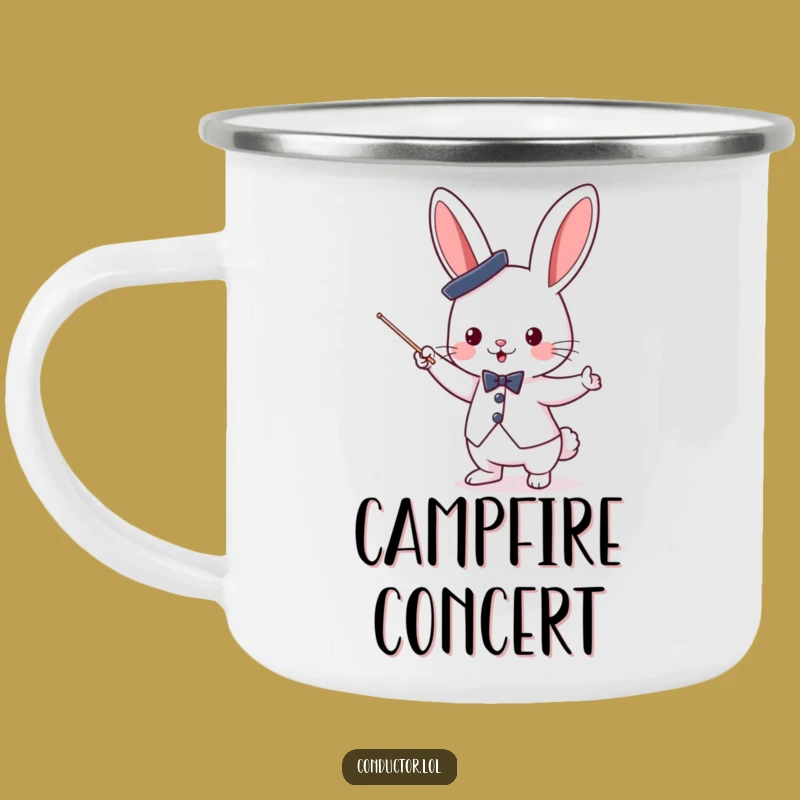 Funny Bunny Conductor Camping Mug: Lead Your Adventures