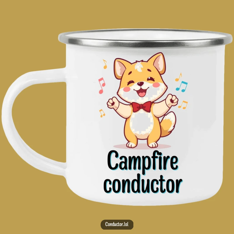 Funny Dog Conductor Camping Mug: Adventure-Ready Drinkware for Music Lovers