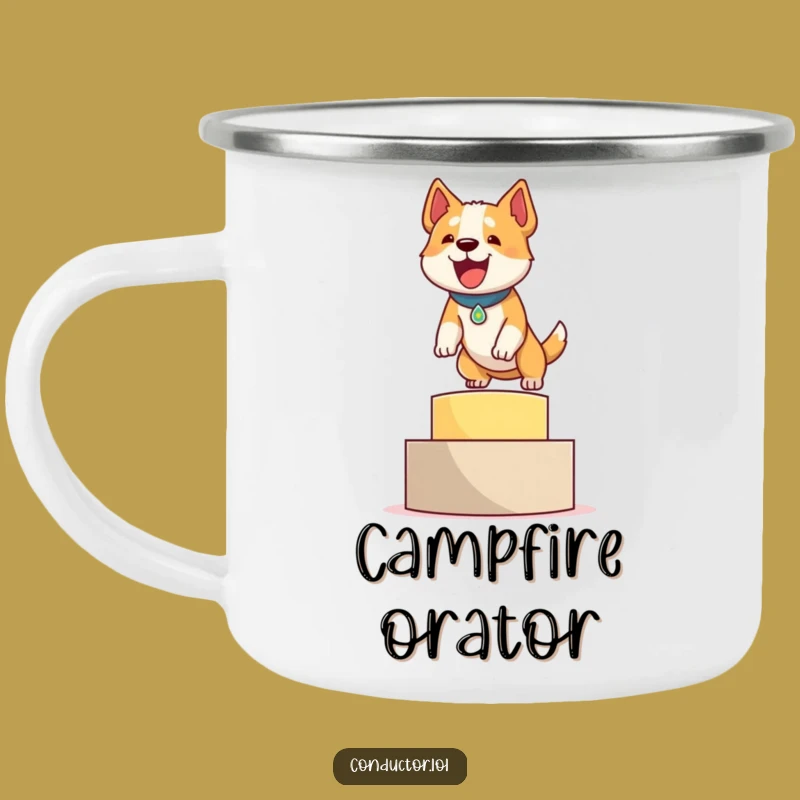 Funny Dog Podium Camping Mug: Victory Brew for the Trail