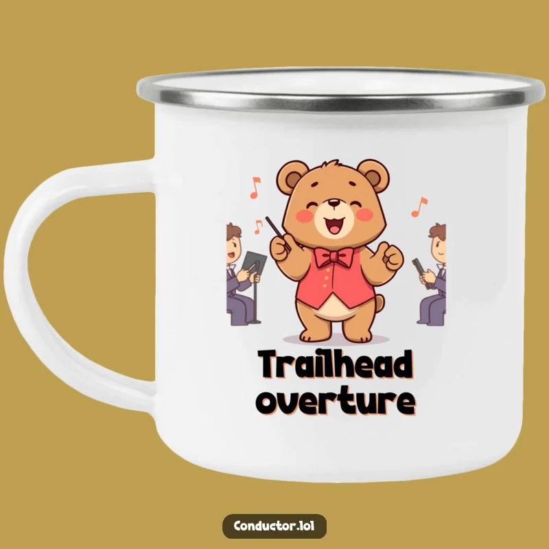 Funny Bear Conductor Camping Mug: Campfire Concerts with Maestro Joy
