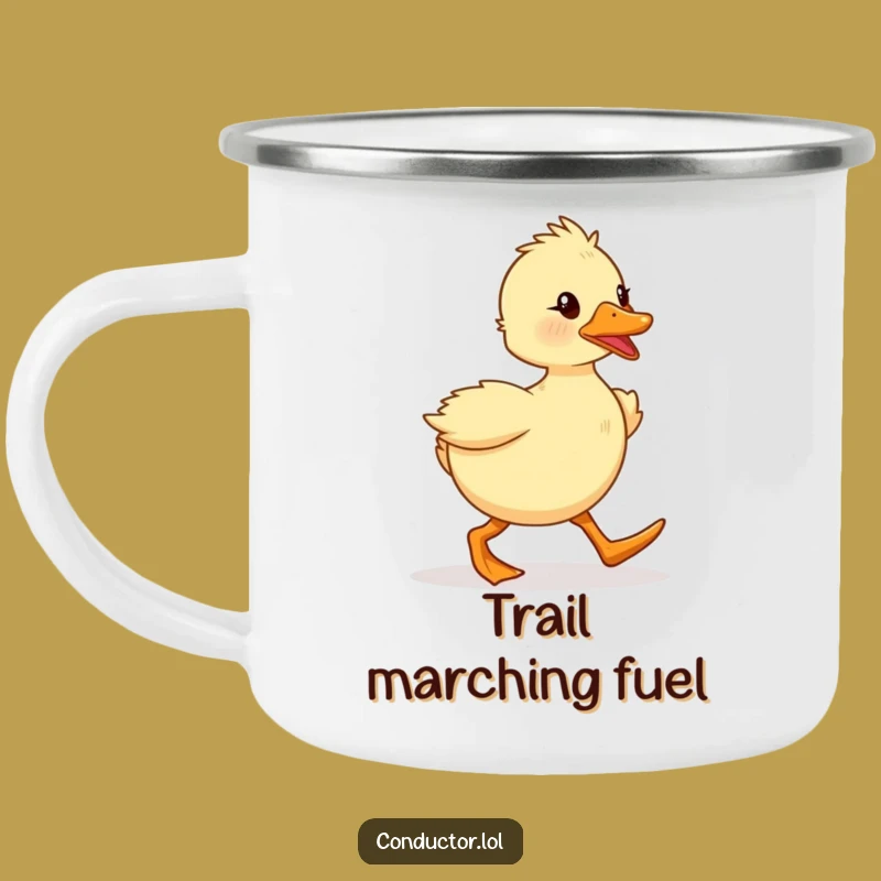 Funny Duckling Camping Mug: Spirited Marcher Enamel Cup, Rugged Funny Gift!