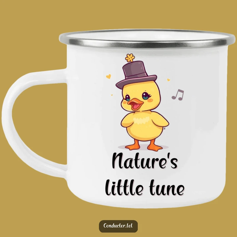 Funny Duckling Maestro Enamel Camping Mug: Humorous Outdoor Gift for Music Lovers