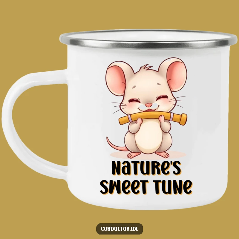 Funny Flute Mouse Camping Mug: Outdoor Music Lover's Hilarious Gift for Adventures