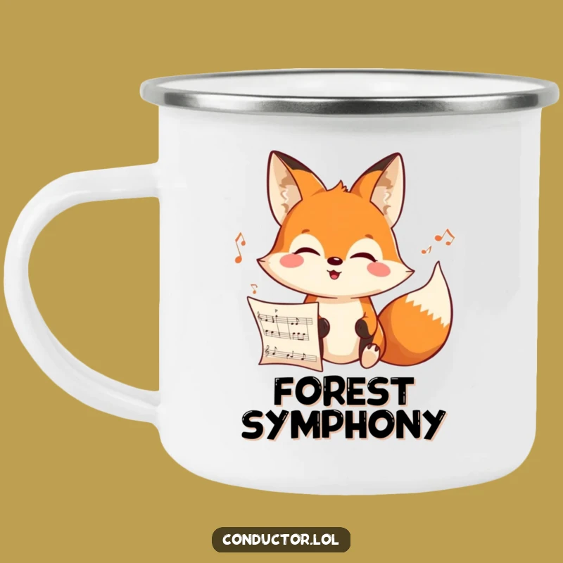 Funny Fox Composer Camping Mug - Focused Outdoor Melodies