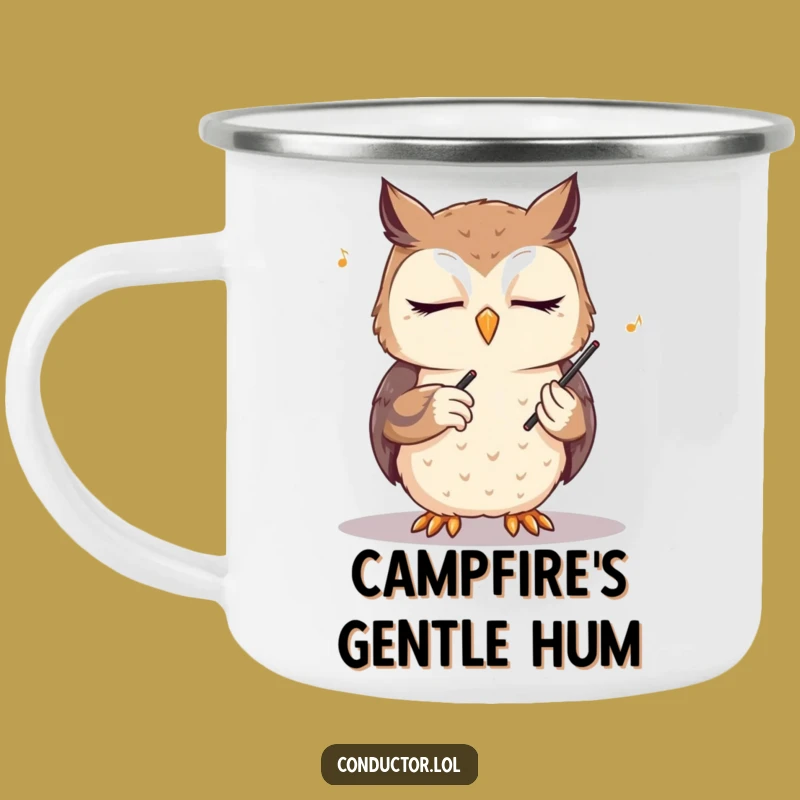 Funny Owl Conductor Camping Mug: Adventure with Nocturnal Harmony!