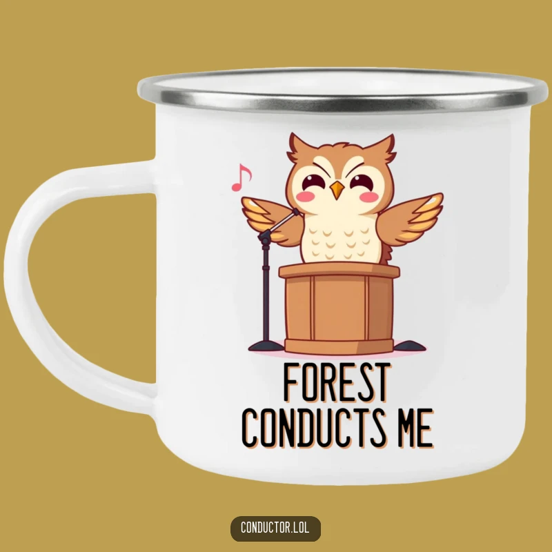 Funny Owl Conductor Camping Mug: Campfire Concerts with Maestro Hoot