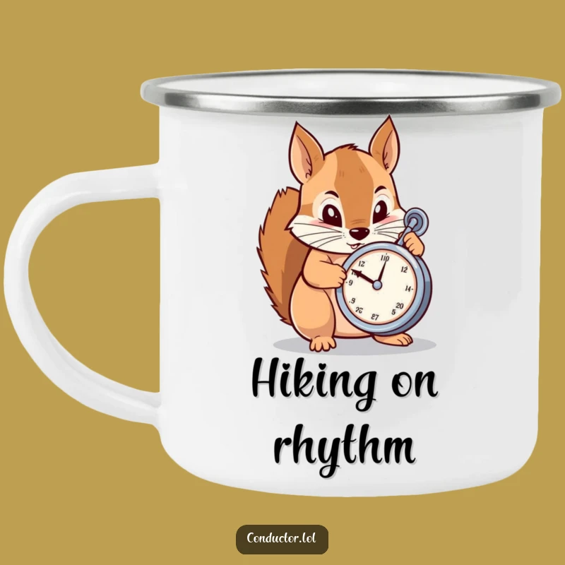 Funny Squirrel Metronome Camping Mug: Focused Campfire Tunes