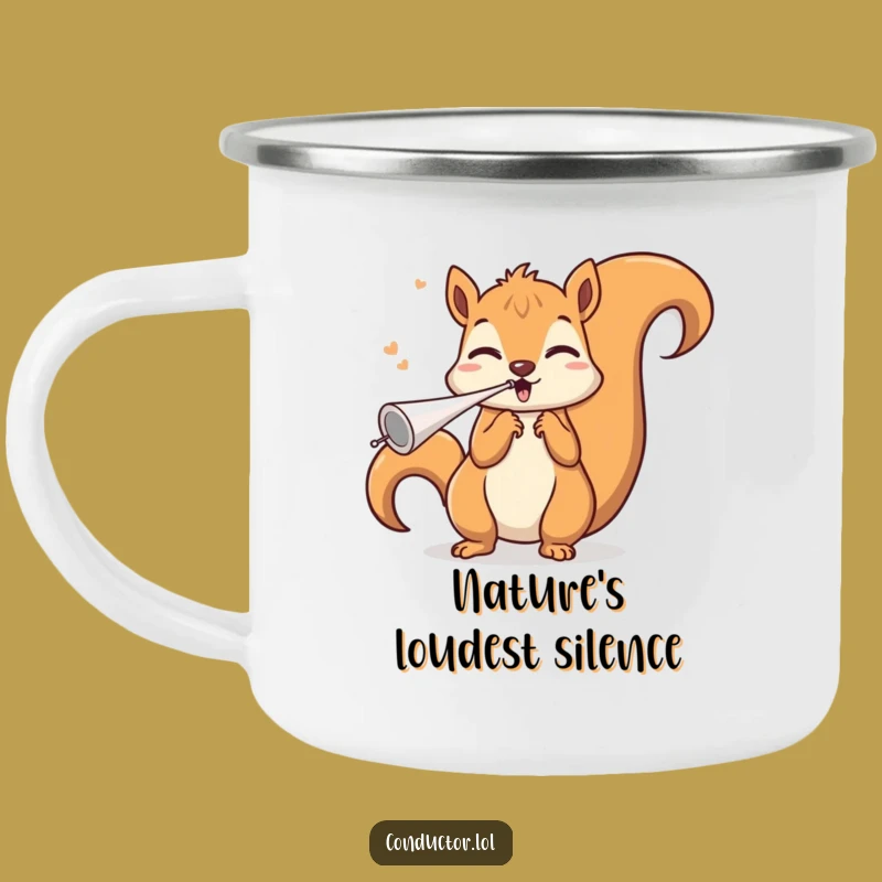 Funny Squirrel Conductor Camping Mug: Adventure with Musical Merriment!
