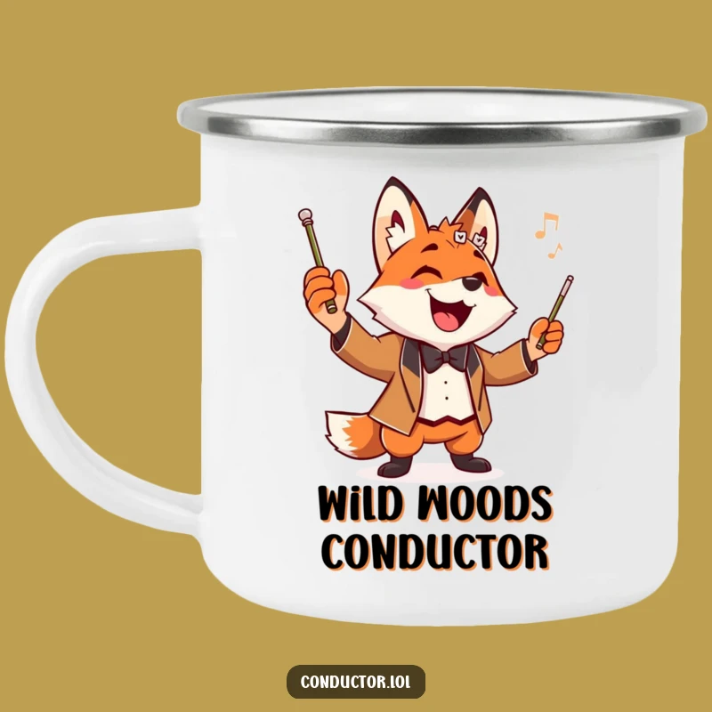 Funny Fox Conductor Camping Mug: Campfire Concerts with Maestro Flair