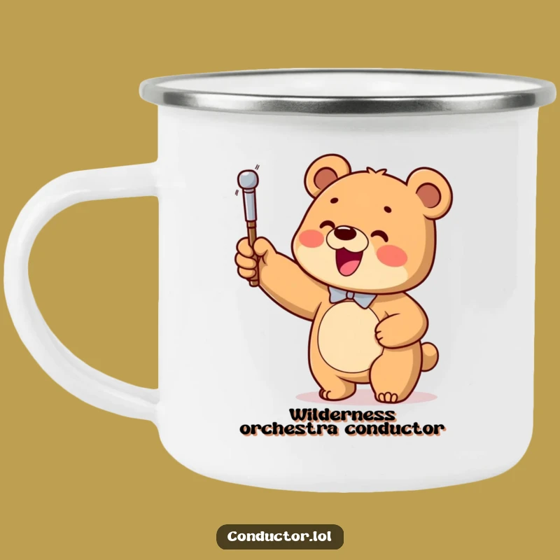 Funny Bear Conductor Camping Mug: Adventure with a Cub Maestro