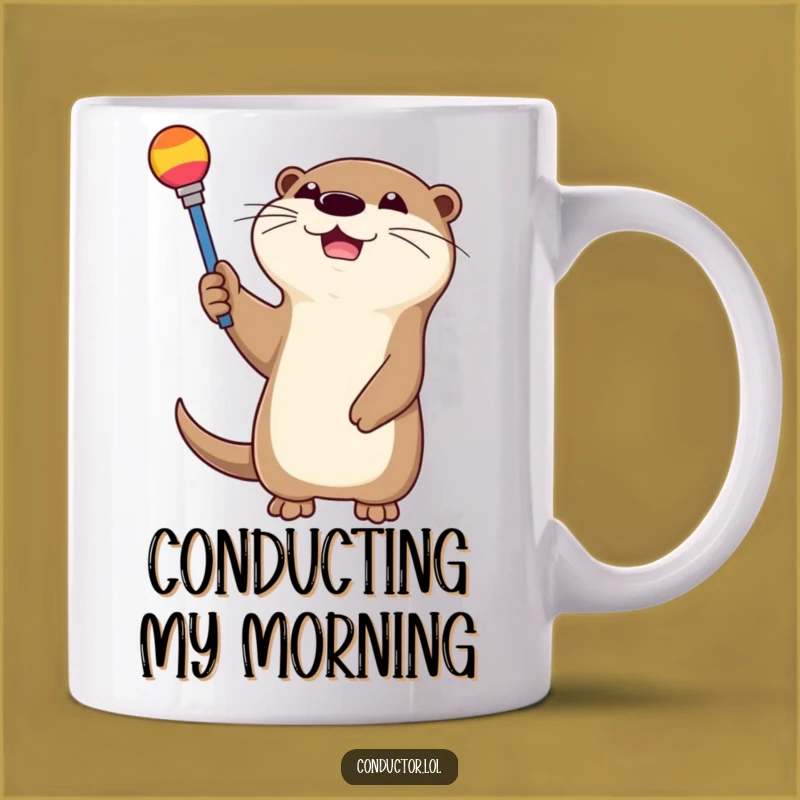 Funny Otter Conductor Mug: Happy Maestro, Perfect Humorous Gift!