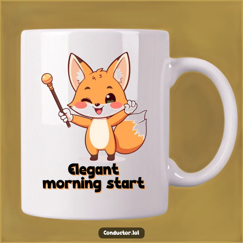 Funny Fox Conductor Mug: Dapper Maestro Gift for Elegant Humor Lovers