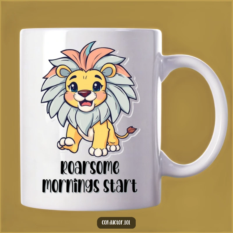 Funny Lion Leading Mug: Bold Leader Gift, Majestic & Powerful Animal