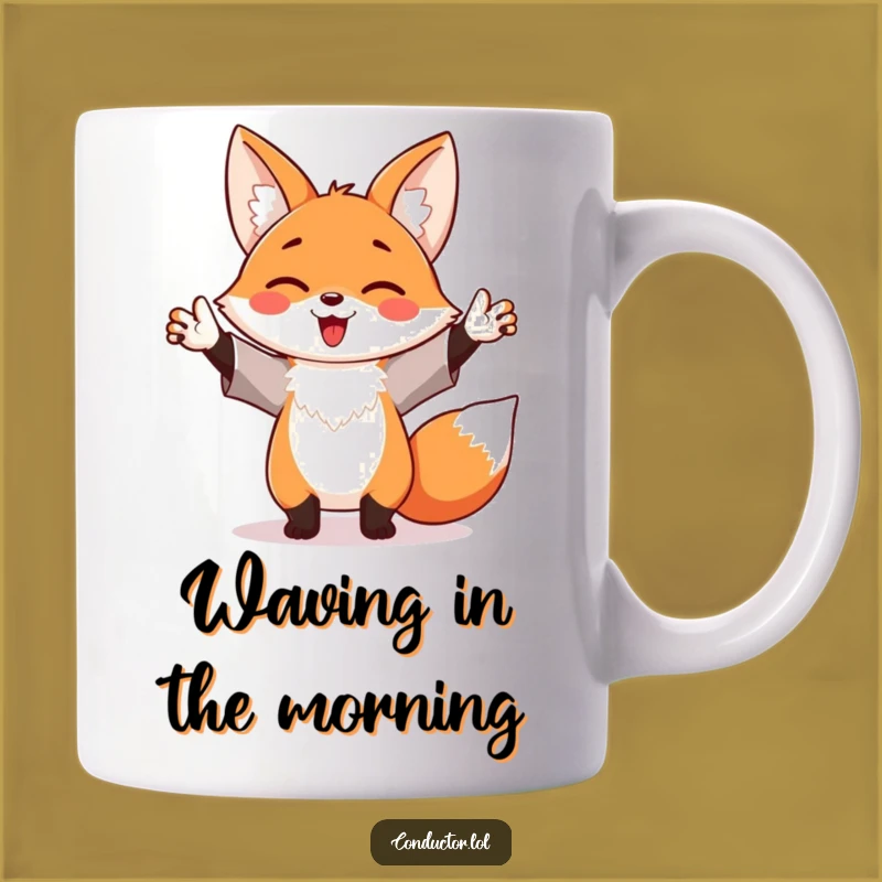 Funny Maestro Fox Mug: Wave Hello to a Joyful Conducting Morning