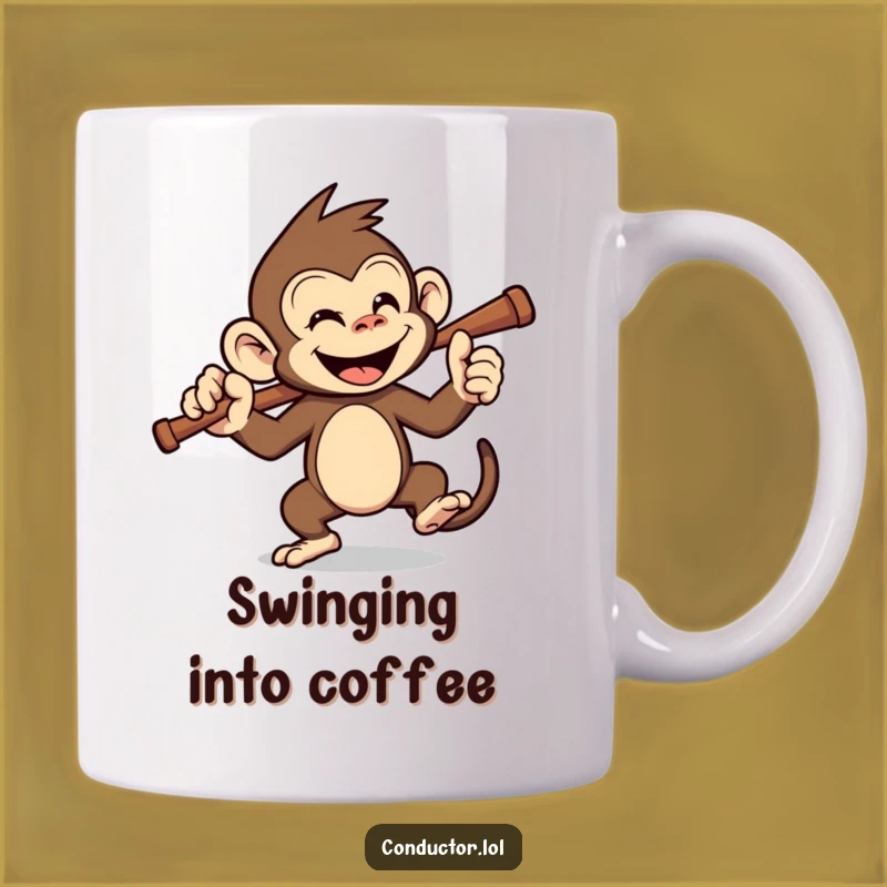 Funny Monkey Conductor Mug: Playful Baton Twirler Gift