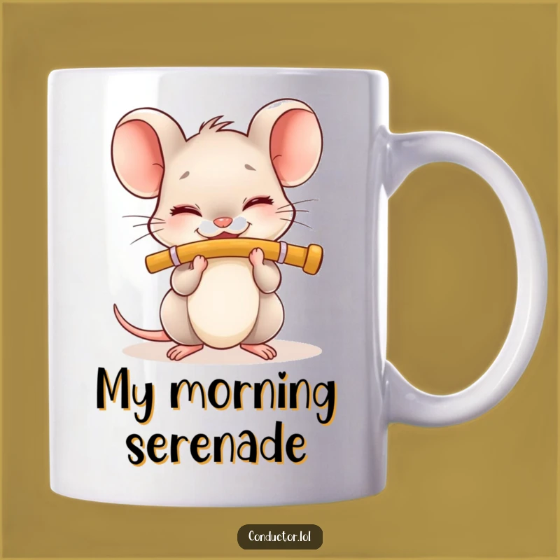 Funny Musician Mouse Mug: Adorable Tiny Flute Player Gift for Music Lovers