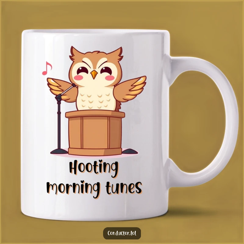 Funny Owl Conductor Mug: Hoot-tastic Maestro Gift for Music Lovers