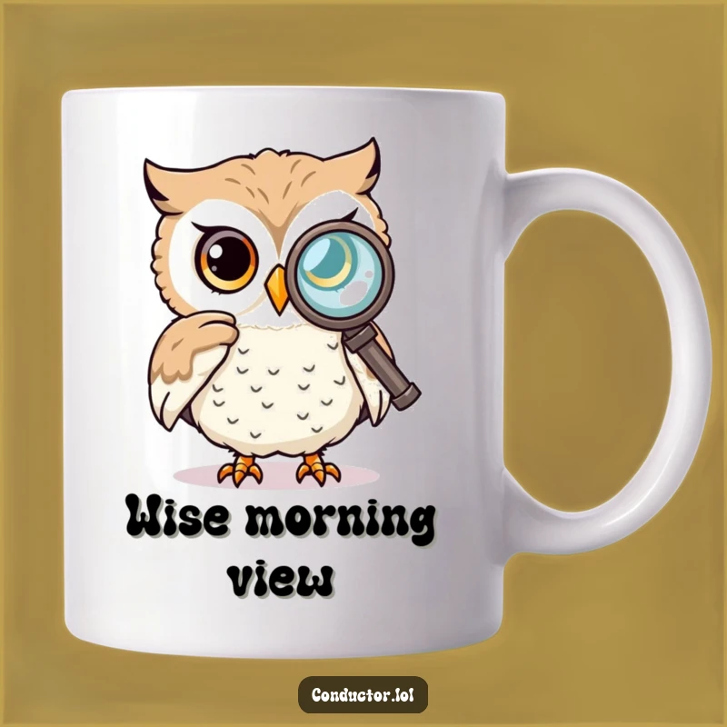 Funny Owl Spyglass Mug: Curious Observer Gift for Wise Coffee Drinkers