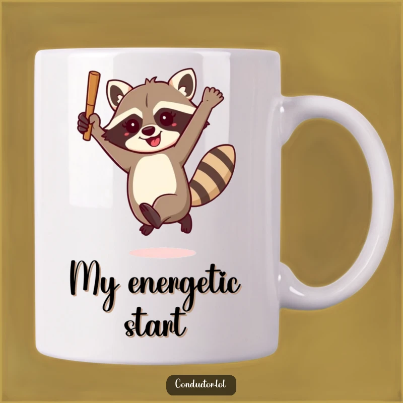 Funny Raccoon Maestro Mug: A Hilarious Gift for Energetic Music Lovers!