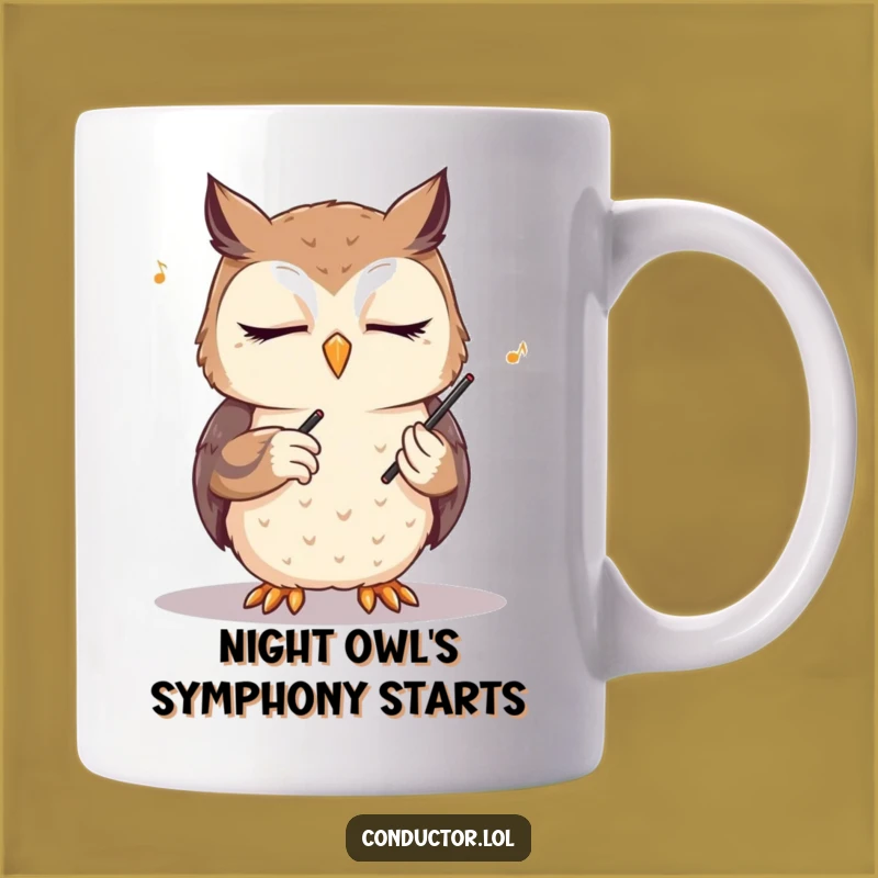 Funny Owl Conductor Mug: A Hilarious Gift for Music Lovers with Nocturnal Charm!