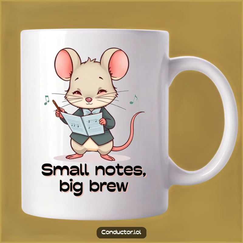 Funny Mouse Conductor Mug - Curious Maestro's Score Study Gift for Music Lovers