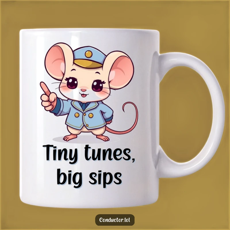 Funny Mouse Conductor Mug: Determined Maestro Tiny Uniform Gift