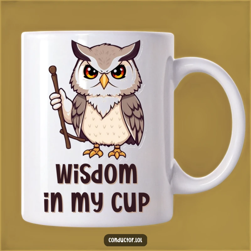Funny Owl Stick Waving Mug: Wise and Witty Gift