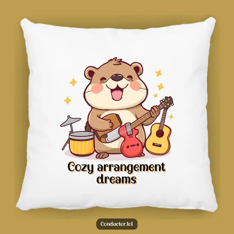 Funny Beaver Music Pillow: Cozy Organizer Cushion, Perfect Gift for Music Rooms