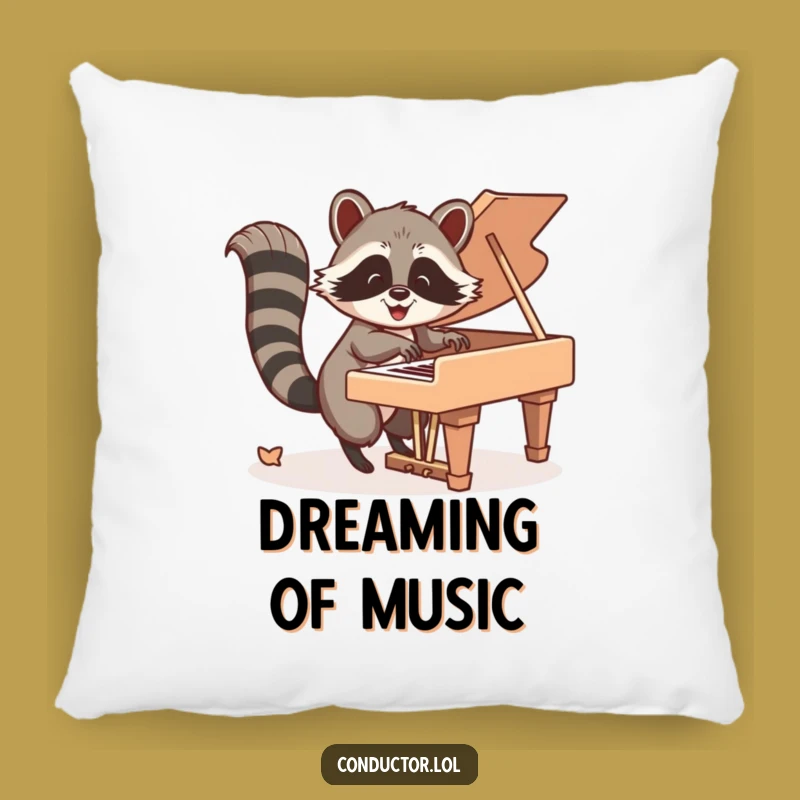 Funny Raccoon Piano Pillow: Tail Tunes Comfort, Cozy & Comical Gift!
