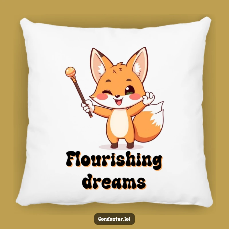 Funny Fox Maestro Pillow: Dapper Decor with Comical Flair