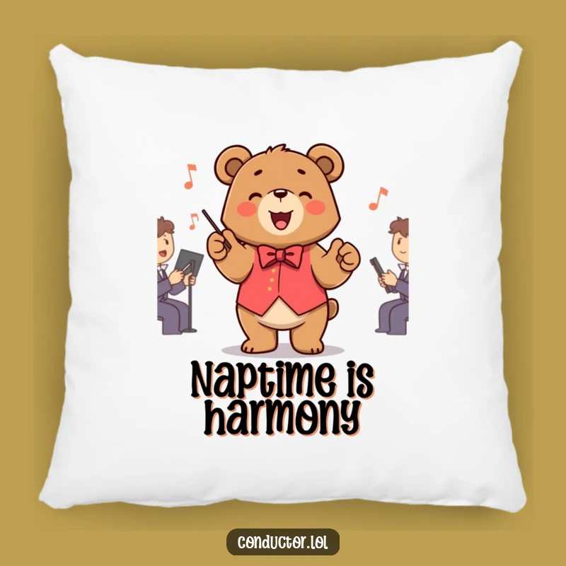 Funny Bear Conductor Pillow Accent: Cozy Up with Maestro Cuddles