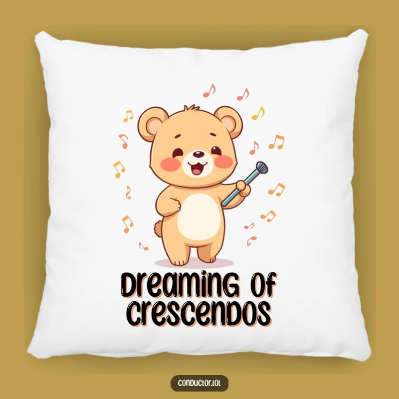 Funny Bear Cub Conductor Pillow - Cozy Musical Leadership
