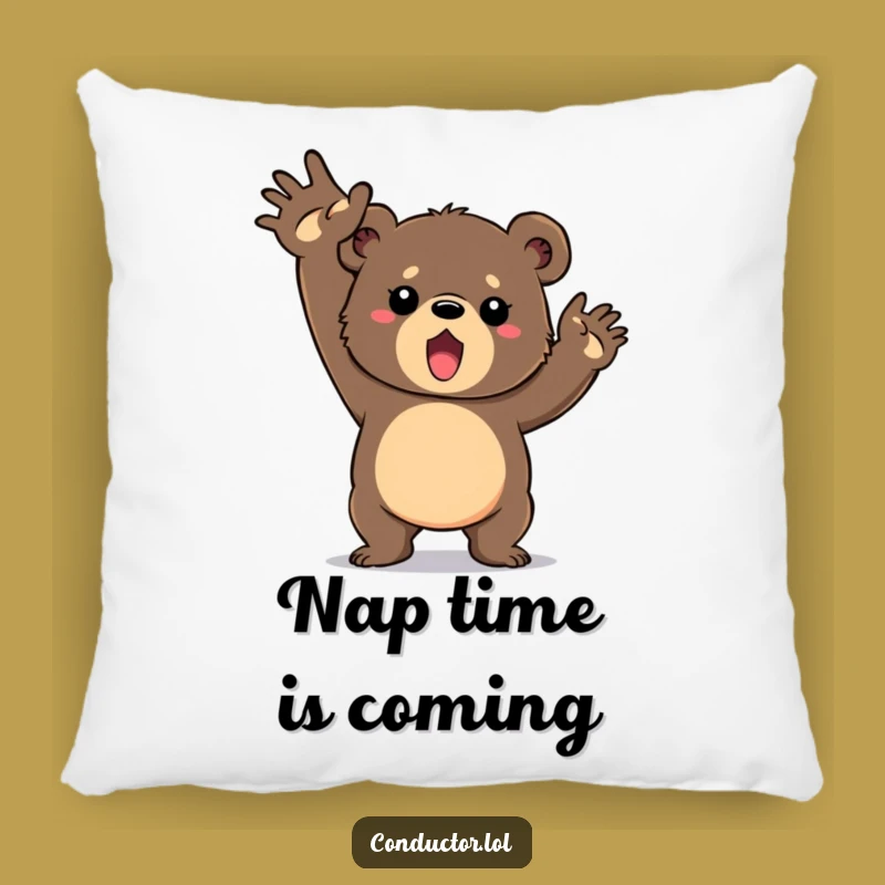 Funny Bear Cub Gesture Pillow: Determined Cub's Cozy Comfort Funny Gift for Dreamers