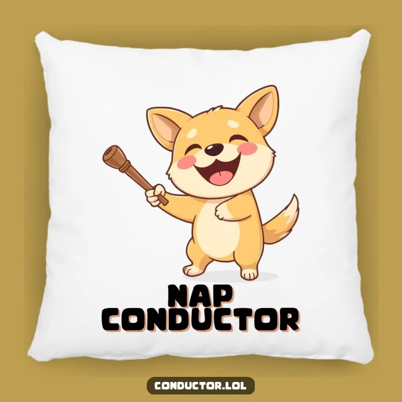 Funny Dog Baton Twirler Pillow: Comfy Canine Conductor Cushion Gift