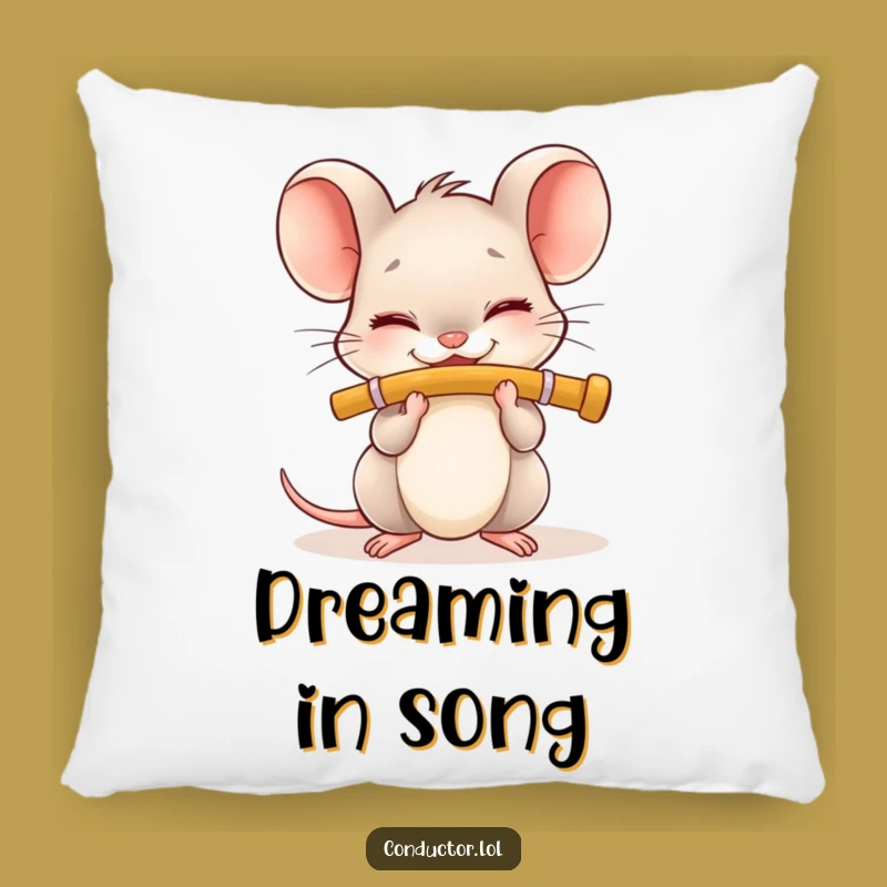 Funny Flute Mouse Pillow: Cozy Cushion with a Musical Character, Cute Funny Gift