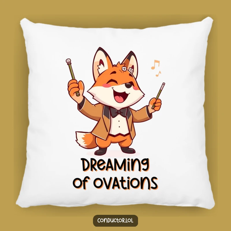 Funny Fox Conductor Pillow Accent: Cozy Up with Maestro Playfulness