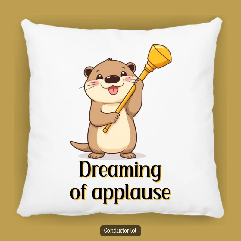 Funny Otter Conductor Pillow: Cozy & Hilarious Accent for Music Enthusiasts