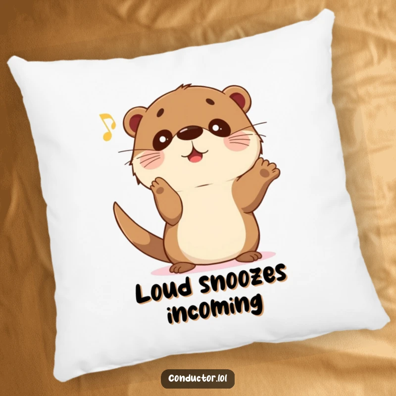 Funny Otter Crescendo Pillow: A sweet otter gestures excitedly for music to crescendo.
