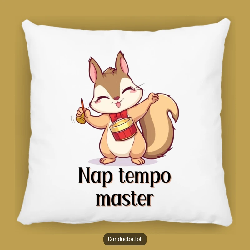 Funny Squirrel Conductor Pillow - Cozy Maestro Cymbal Tap Accent for Music Fans