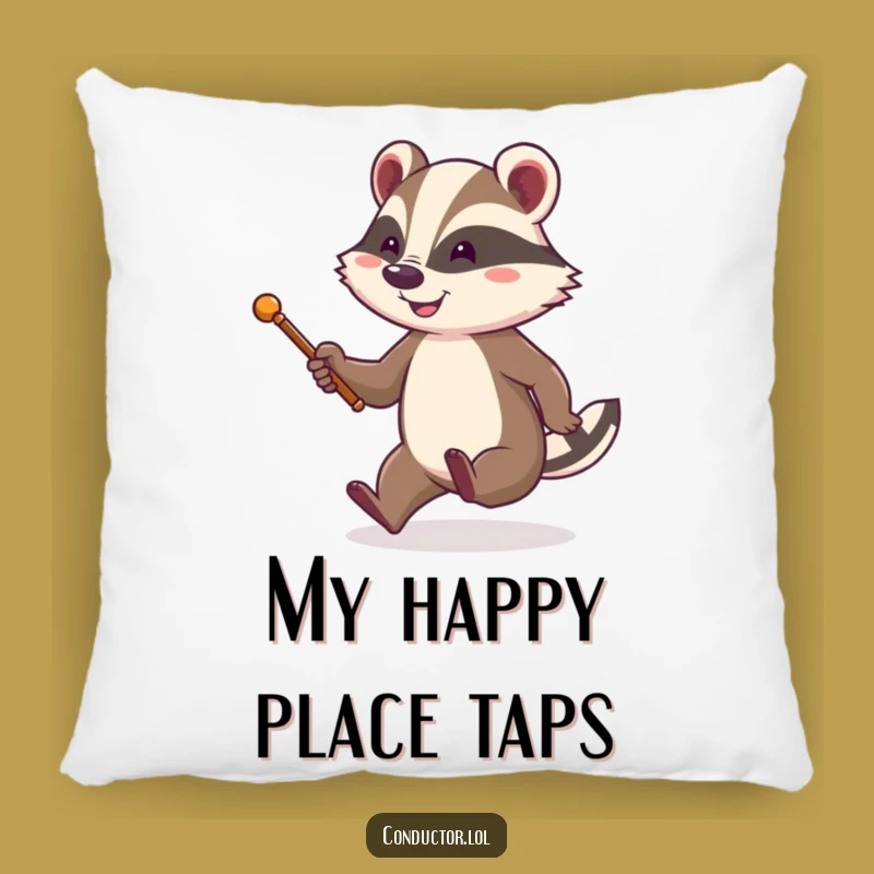 Funny Badger Conductor Pillow: Cozy Up with Cheerful Leadership